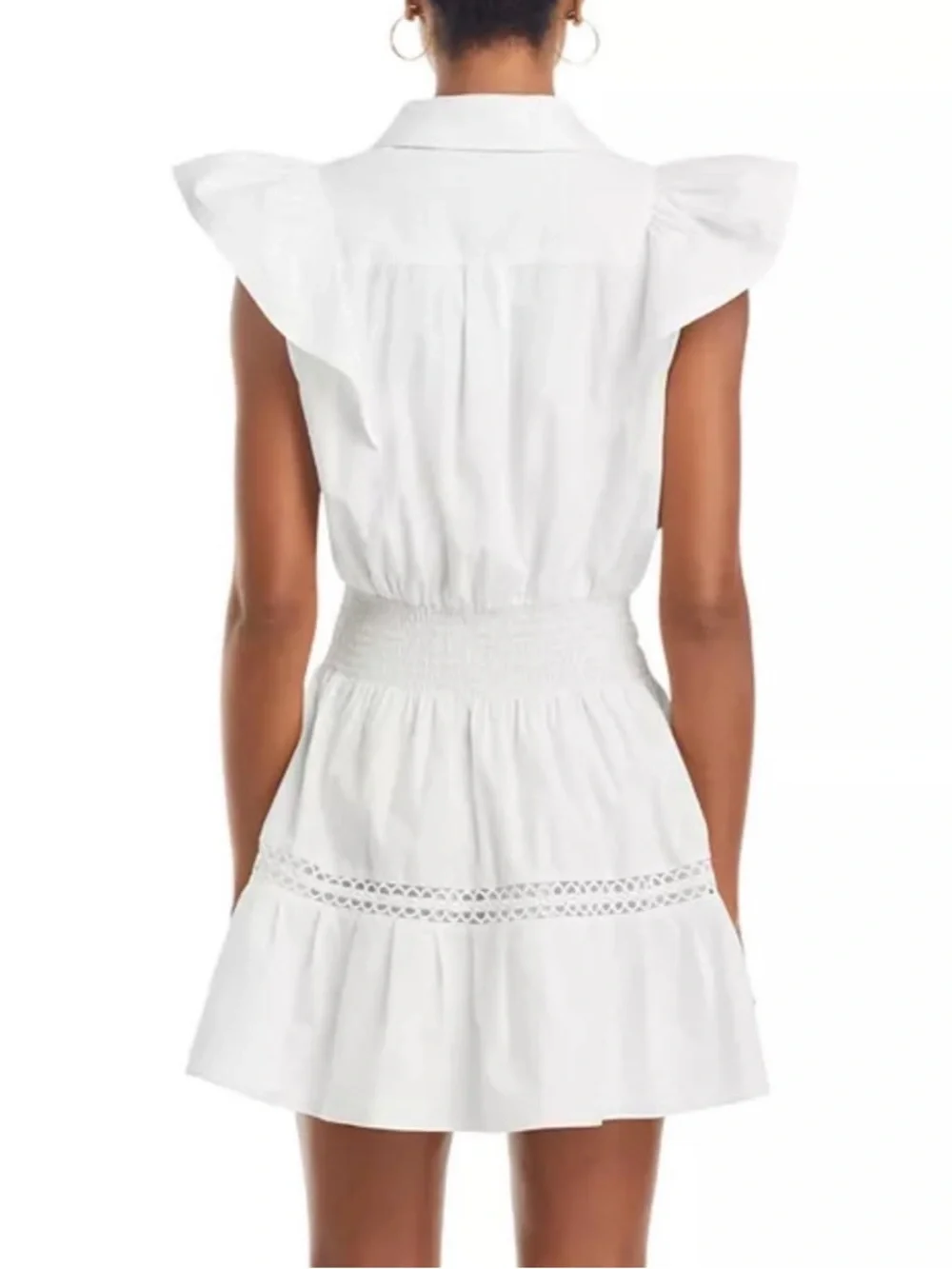 Ramy Brook White Eyelet Shirt Dress with Waist Tie - Picture 3 of 6